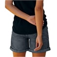 thumbnail image 7 of Womens Jean Shorts Stretchy High Waisted Ripped Denim Shorts with Pockets Trendy Distressed Cut Off Shorts by Yigetop Grey L, 7 of 7