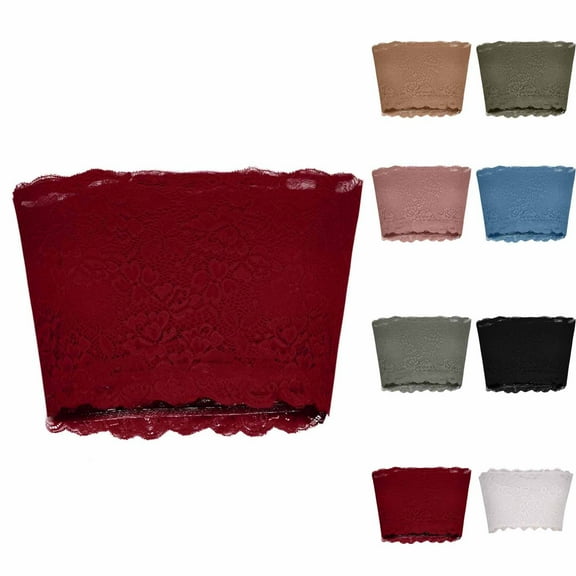 AHTJRT Bandeau Bra for Women Seamless Floral Lace Chest Wrap Bralettes Seamless Stretchy Strapless Tube Tops for Everyday Wear White S