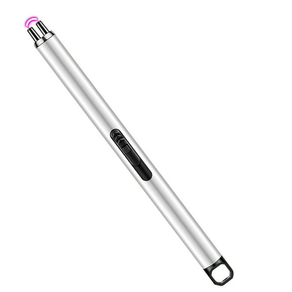 openpig Electric Lighter Windproof Flameless USB Rechargeable Lighter with Safety Lock for Candle BBQ Camping (Silver)