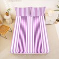 thumbnail image 4 of Castle Fairy Hippie Vertical Stripe Queen Sheets 4 Pieces,Bohemian Thin Line Queen Sheet Sets,Violet Lavender White,1 Flat Sheet, 1 Fitted Sheet and 2 Pillowcases, 4 of 7