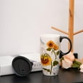 thumbnail image 4 of Topadorn Ceramic Mug Sunflower Coffee Cup with Gift Box Latte Mug with Lid, 17 oz Sunflower and Dragonfly, 4 of 4