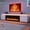 White 90"+ 50"Fireplace, variant on 70" LED TV Stand with 40" Fireplace for Modern Living Room, Glossy Fireplace TV Stand Gaming Entertainment Center with Power Outlet for 85/80/75 Inch TVs