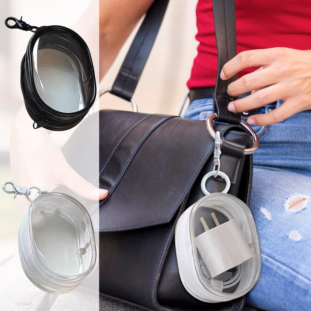 MTBLYS Pvc Data Cable Storage Bag Transparent Jewelry Organizer Multi Elastic Loop Zippered Mesh Pouch Travel Phone Charger Accessory Case