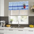 thumbnail image 4 of Blue Ombre Striped Daisy Curtain Valances for Windows, Kitchen Valance Window Treatments Panel 2 Pack, Vintage Flowers Abstract Art Rod Pocket Short Curtains for Bathroom Bedroom 42 x 12 Inch, 4 of 8