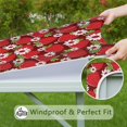 thumbnail image 6 of Red Strawberry Plants Fruit Flower Square Fitted Tablecloth with Elastic Edge,Square Table Cover,Washable Elastic Table Cover for Home Kitchen Party Decor 34"x34", 6 of 6
