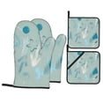 thumbnail image 1 of YFYANG Oven Mitts and Pot Holders Sets 4 Pieces, Non-Slip Heat Resistant Blue Star Geometric Art Kitchen Glove Pot Mat for Cooking and Baking, 1 of 8