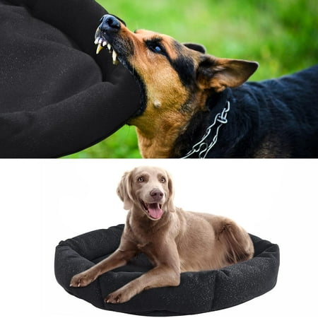 Indestructible Chew Proof Dog Bed for Aggressive Chewers,Round Durable Pee Proof Tough Pet Bed for Large Dog,Black (20"x24"x5")