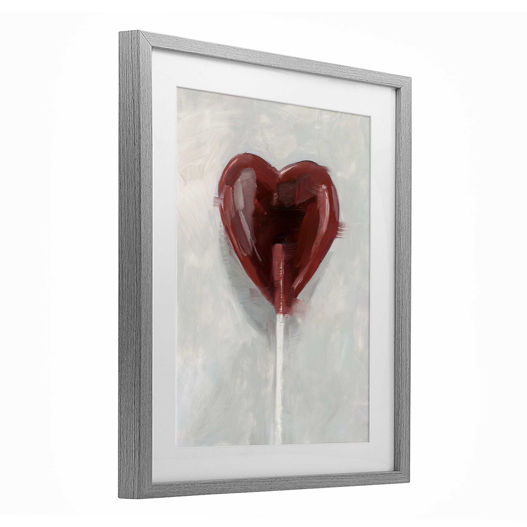 Stupell Industries Heart Shaped Lollipop Gray Framed Print Under Glass, design by Ethan Harper