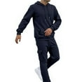 thumbnail image 4 of Sweatsuits for Men 2 Piece Outfit Sets Fall Winter Clothes Casual Sportswear Outerwear Loungewear Men's Fashion, Navy, Size L, 4 of 10