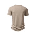 thumbnail image 3 of Franhais Men Casual Shirt, Short Sleeve Round Neck Buttons Solid Loose Party Street Spring Summer Tops, 3 of 5