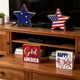 thumbnail image 6 of TOPRenddon 4th of July Wooden Table Signs Set of 4, Patriotic America Happy Independence Day Star Block Decor for Tiered Tray Mantel Shelf, 6 of 7
