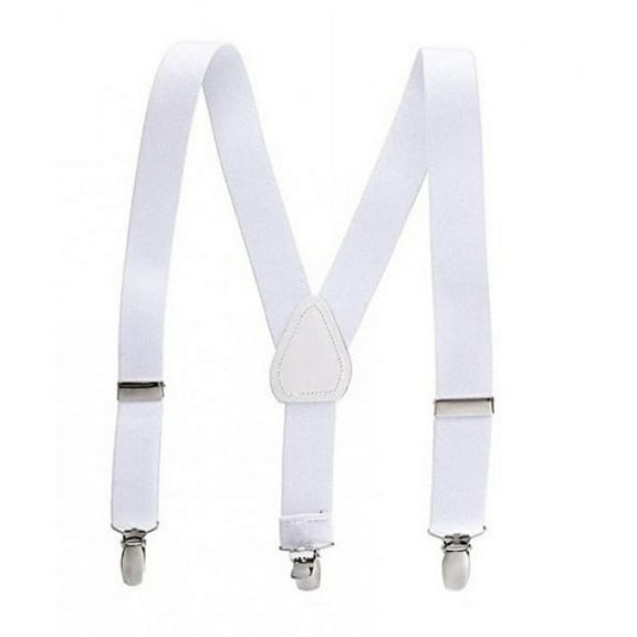 Kids and Baby Adjustable Elastic Solid Colors Unisex Children Suspenders (22 Inch (7 months - 3 years), White)
