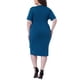 thumbnail image 3 of Vestidos de mujer de talla grande Agnes Orinda, con escote en V, mangas cortas, dobladillo de tulipán, vestido midi de cóctel con cinturón, 2X azul teal, 3 of 6
