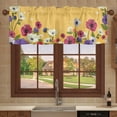 thumbnail image 3 of Kitchen Curtains Valances, Spring Colorful Flower Yellow Background Short Rod Pocket Valances for Windows for Bedroom, Bathroom, 1 Panel, 54" W x 18" L, 3 of 6