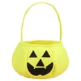 thumbnail image 2 of Pgeraug Halloween Pumpkin Bucket , Candy Bags , Fluorescent Pumpkin Non-Woven Reusable Trick-Or-Treat Tote for Ki-ds, Yellow, 2 of 6