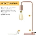 thumbnail image 6 of 2-piece bedroom bedside table lamp modern style rose gold base table lamp, 6 of 7