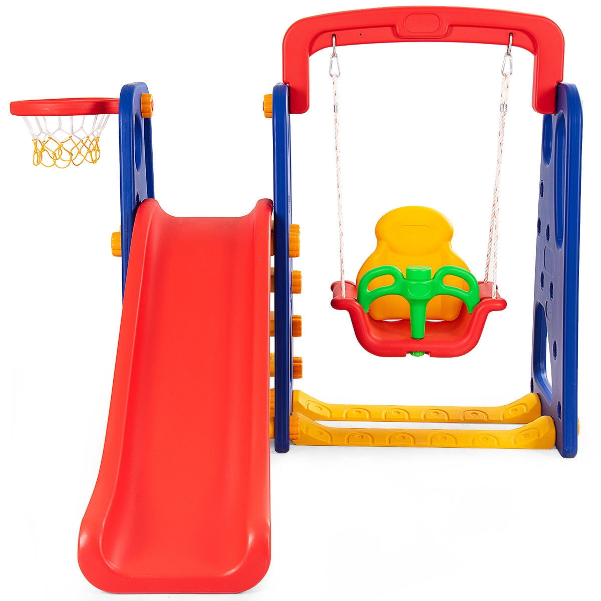 Junior Basketball Hoop Playset for Both Indoors /& Backyard Costzon Toddler Climber and Swing Set 3-in-1 Slide /& Swing Set