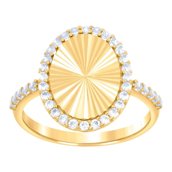 10k Yellow Gold Womens Cubic Zirconia Oval Fashion Ring 15.2x15.2mm Wide Ring for Women - 2.0 Grams