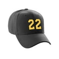 thumbnail image 2 of Daxton Structured Baseball Hat Cap Curved Visor Custom Team Number - Black Hat, Gold 22, 2 of 4