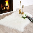 thumbnail image 4 of Luxury Soft Faux Sheepskin Chair Cover Seat Cushion Pad Plush Fur Area Rugs For Bedroom, 2Ft X 3Ft, White, 4 of 4