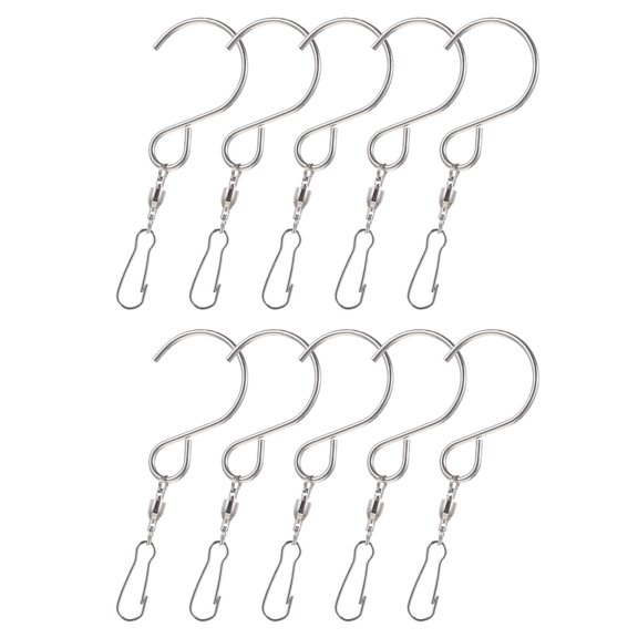 PBPBOX 10Pcs Stainless Steel Rotating Windbell Hooks for Secure Hanging of Wind Chimes and Bells