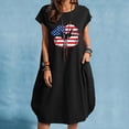 thumbnail image 1 of Qiopertar Robe d'Été en Coton et Lin pour Femmes Imprimé Jour de l'Indépendance Manches Courtes avec Poche Col Rond Ample Grandes Économies de Vacances! à Moins de 5$ jusqu'à 90 % de Réduction, 1 of 4