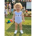 thumbnail image 4 of Cenuakty Infant Girl Boy Bubble Romper Sleeveless Crew Neck Cute Soccer Ball Embroidery Plaid Print Jumpsuit, 4 of 9