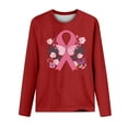 thumbnail image 3 of CLOISE Cancer Shirts for Women Long Sleeve Round Neck Tee Shirts Butterfly Ribbon Pink Breast Cancer Survivor Gifts Blouses Trendy Comfort Tops Cancer Support Fall Clothes Red L, 3 of 4