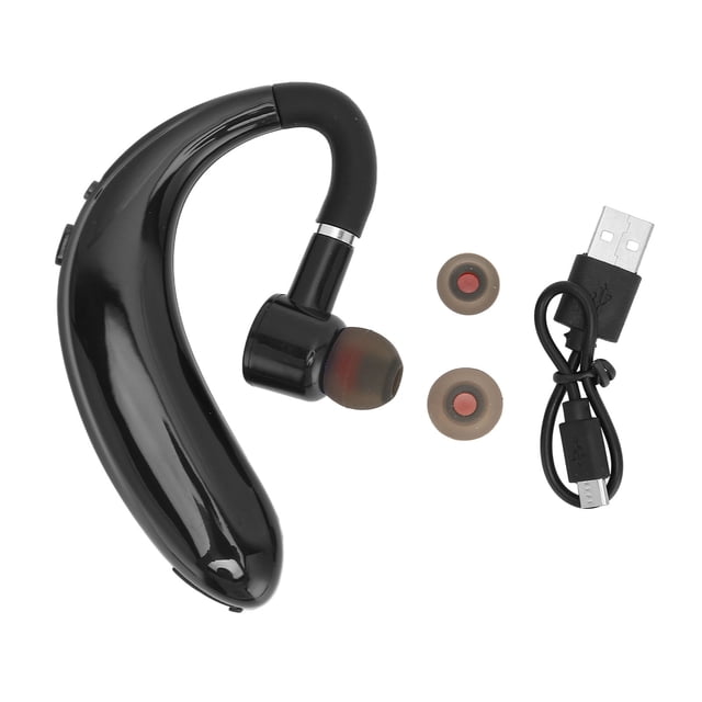 Auriculares con gancho para la oreja, inalámbricos por Bluetooth, auriculares manos libres con cancelación de ruido y micrófono para ejercicio, color negro