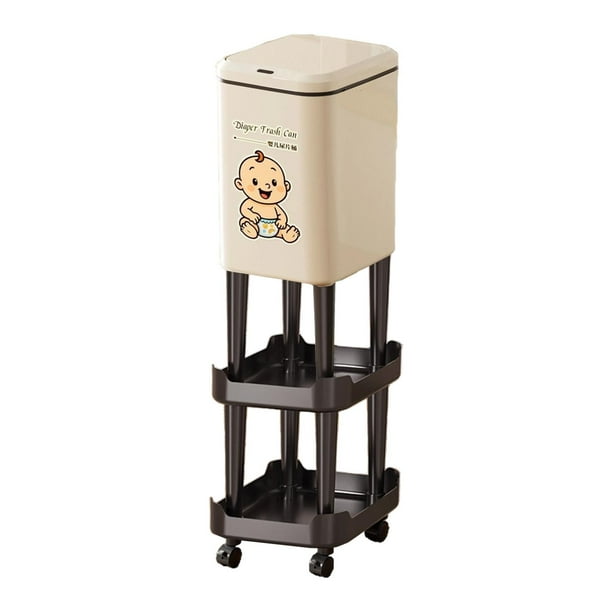 Papelera para pañales, papelera, papelera portátil para el hogar con ruedas Alto