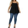thumbnail image 2 of CURVY GLAM Women' s Plus Size Cami Adjustable Strap Elegant Basic Pleated Camisole Sleeveless Tank Tops 1X Black, 2 of 6