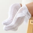 thumbnail image 2 of Baby Girl Knee High Socks Soft Hollow Out Long Socks Breathable Toddler Stockings Tube Socks, 2 of 5
