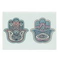 thumbnail image 1 of Hamsa Cutting Board, Hamsa Hand Motif Bohemian Female for Misfortune Print Evil Eye and Lotus, Decorative Tempered Glass Cutting and Serving Board, Large Size, Pink Blue, by Ambesonne, 1 of 1