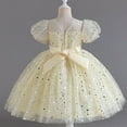 thumbnail image 5 of AUNVITO Girls Bubble Sleeve Round Neck Star Sequins Mesh Tulle Princess Party Dress Short Sleeve Evening Gown, 5 of 5
