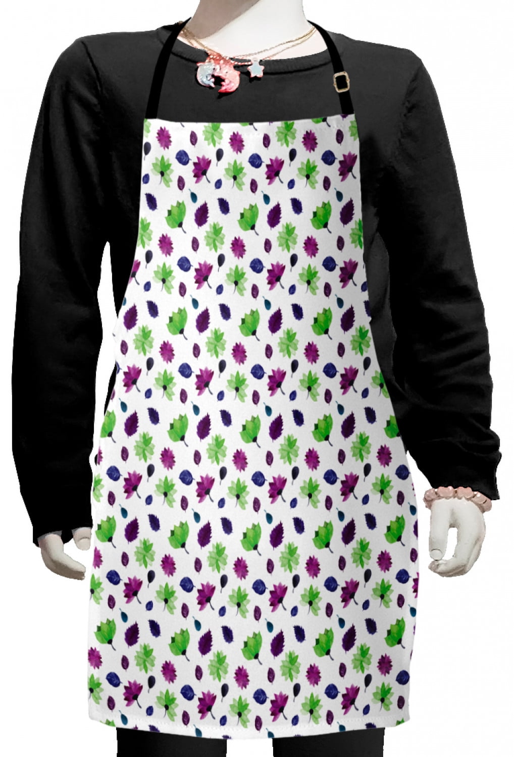 Floral Kids Apron, Watercolor Painting Effect Withering Plucked Petals
