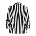 thumbnail image 5 of Lenpel Blazers for Women 3/4 Sleeve Open Front Lapel Button Striped Lightweight Jackets Trendy Outwear, 5 of 5
