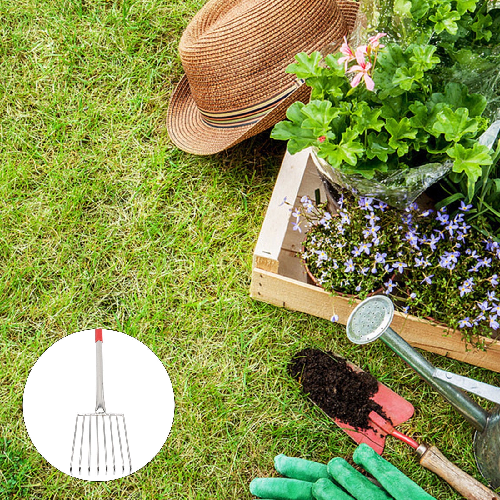 FONDOTIN Stainless Steel Hand Rake with Claws for Garden, Beach, and Outdoor Use - Lightweight, Easy to Handle Tool