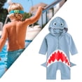thumbnail image 1 of Traje de baño de tiburón para niñas y niños, traje de baño creativo de manga larga, traje de baño Rashguard 2XL, 1 of 10