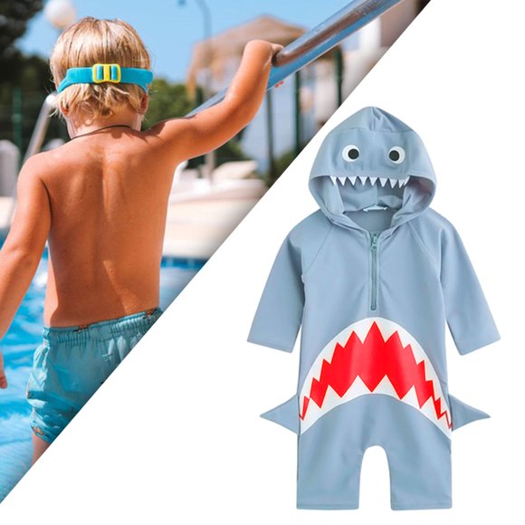 Traje de Baño CUTICAT para Niños Manga Larga Shark L