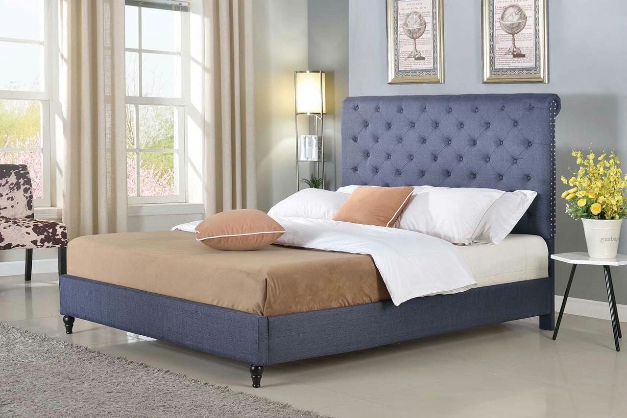 Homelife 48 Quot Charcoal Blue Studded Platform Bed Frame Walmart Com Walmart Com