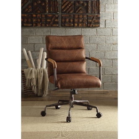 Metal & Leather Executive Office Chair, Retro Brown