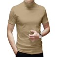thumbnail image 1 of ORUYROP Mode Hommes Manches Courtes Col Roulé Simulé Hauts Basiques Chandail Décontracté T-Shirt Ajusté sous-Vêtement Uni, 1 of 3