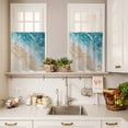 thumbnail image 3 of Abstract Beach Waves Curtain Valances Set Blue Watercolor Modern Art Kitchen Curtains 36&nbsp;inch Length Rod Pocket Valance and Tiers 3 Piece Set Small Bedroom Bathroom Laundry Decor, 3 of 9