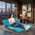 thumbnail image 3 of Demi Bonn Adjustable Floor Sofa Couch, Foldable Lazy Sofa Sleeper Bed, Multi-Functional Floor Loveseat, 6-Position Adjustable Sleeper Lounge Couch with 2 Pillows, for Reading, Gaming, Blue, 3 of 7