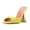 Yellow, variant on XYD Women Trendy Sparkle Rhinestone Studs Mules Pointy Open Toe Flared High Heel Slip On Sandals Wedding Shoes Size 4 Pale Green