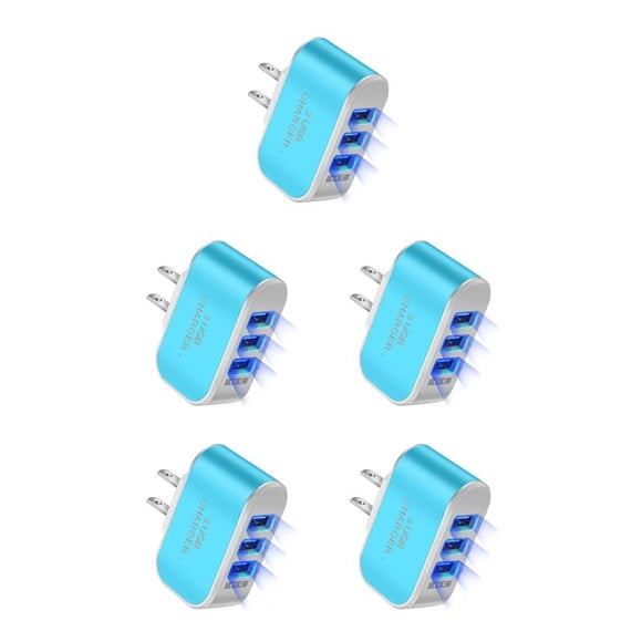 Bearachild Cargador de enchufe de EE. UU. Bloque de reemplazo del adaptador de carga LED de 3 puertos USB Type5 NO5
