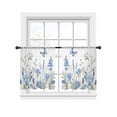 thumbnail image 7 of Blue Spring Floral Sheer Curtains 45 Inch Length 2 Panels Set, Pastoral Summer Botanical Voile Window Treatment Rod Pocket Small Kitchen Curtains Drapes for Bedroom 52"x45"x2, 7 of 7
