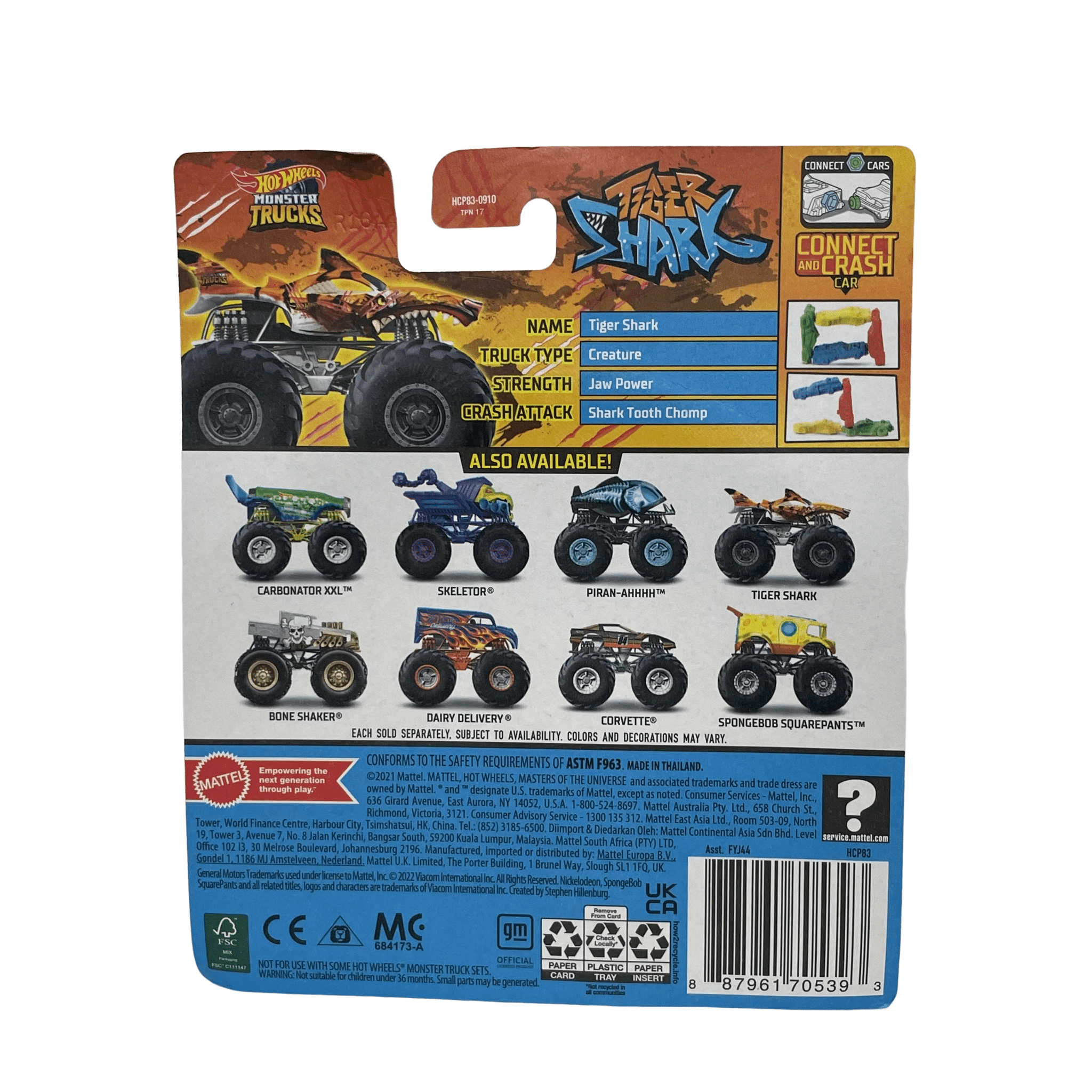 Hot Wheels Monster Trucks Crash Squad New 2022 Tiger Shark
