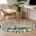 thumbnail image 4 of Round Rug 4Ft Washable Non-Slip, Easter Circle Area Rugs for Living Room Bedroom, Plaid Truck Eggs Bunny Floral Gnomes Wooden Indoor Floor Mats Carpet Runner for Home Decor Aesthetic, 4 of 8