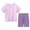 Purple, variant on Coerni Little Boys Girls Summer Home Clothing 2pc Set Solid Short Sleeve Round Neck Top+Shorts Cotton Soft Outfit for Kids